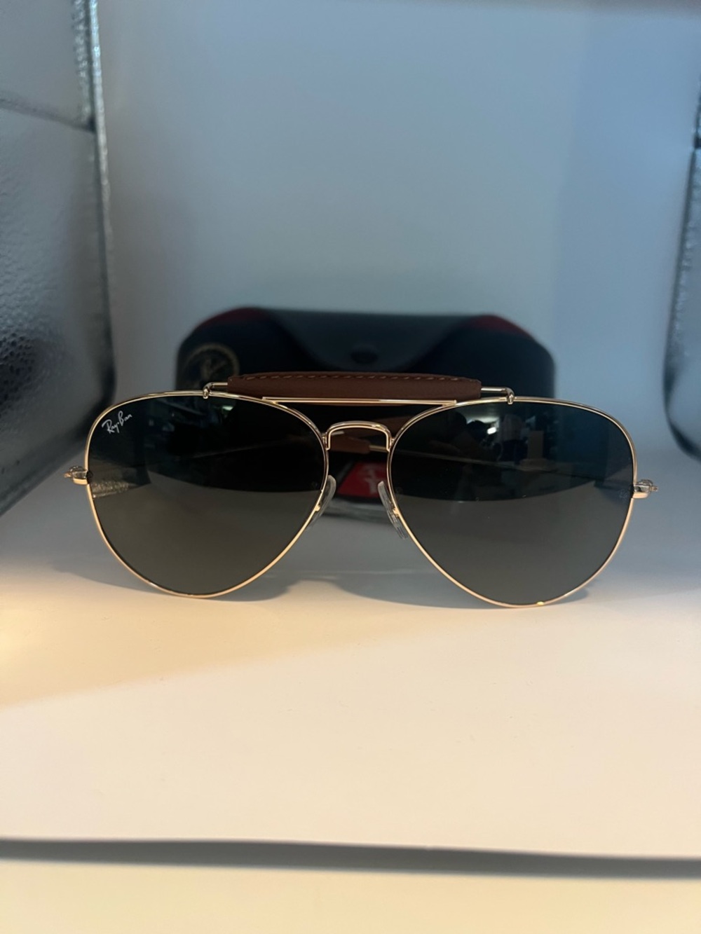 RAY-BAN B&L OUTDOORSMAN AVIATOR SUNGLASSES RB3822O Made In Italy